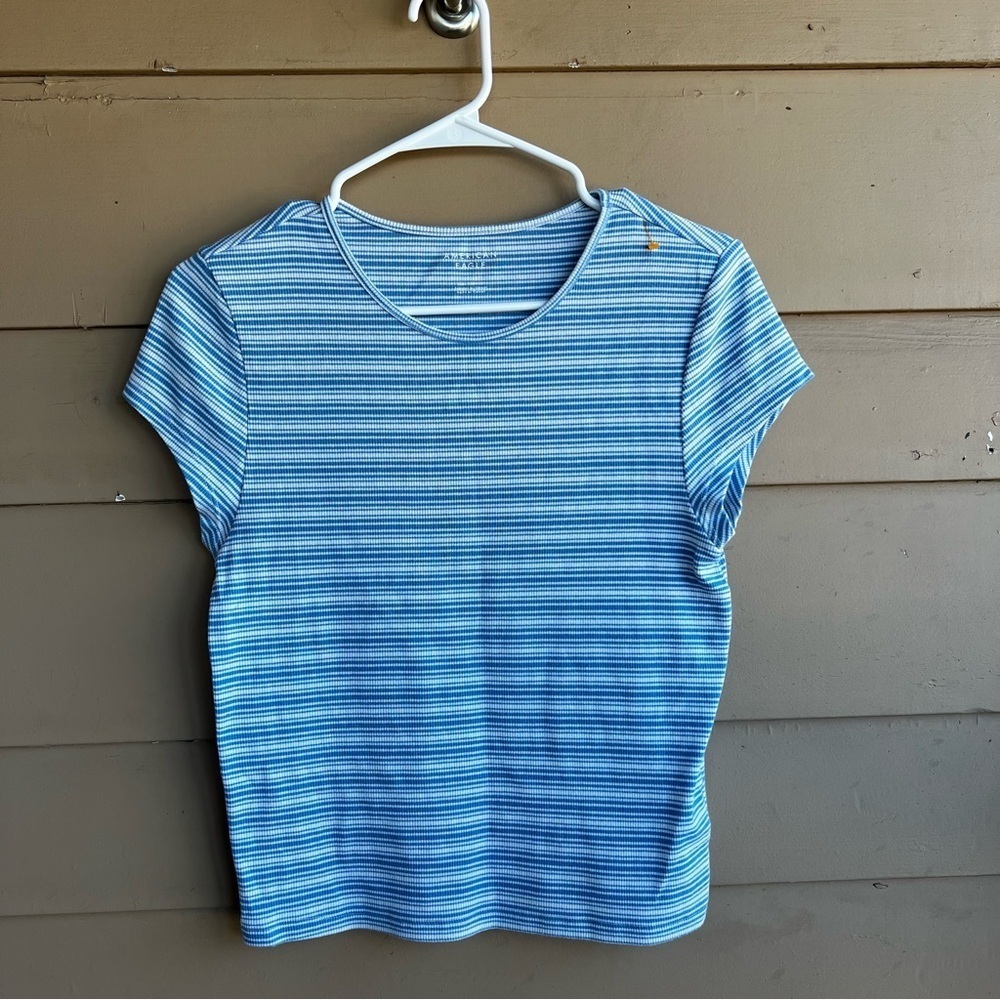 American Eagle Striped Short Sleeve Top - Size L - Classic Preppy